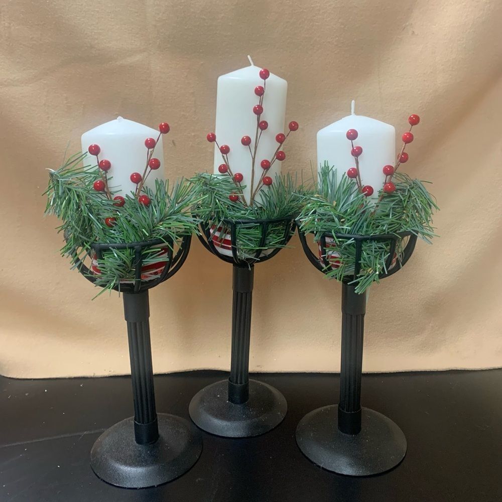 Three candles in heaven holders,  Inv 335